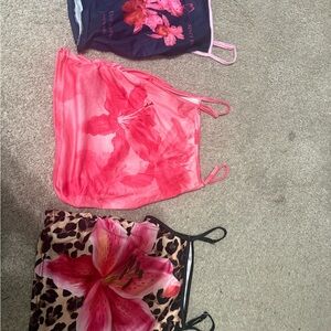 3 floral tanks